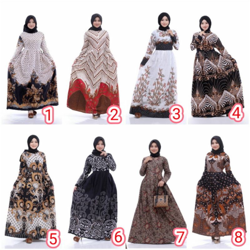 Gamis Batik Modern Murah Katun Halus Kombinasi Truntum, Ori Batik Aksara Pekalongan