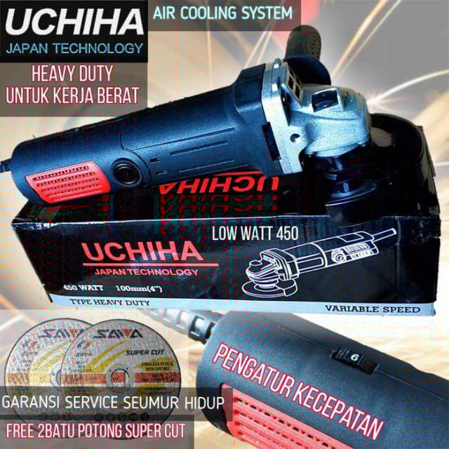 Mesin gerinda uchiha type 802 variable speed angle grinder gurinda