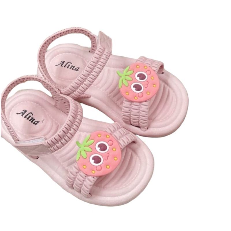 SANDAL ANAK PEREMPUAN  IMPORT PARIASI STROWBERY SANDAL TALI BELAKANG KARET,JELLY