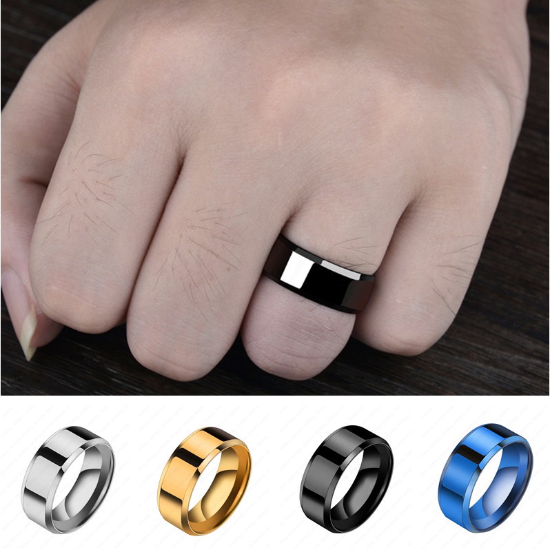 Cincin Pertunangan Dipoles Baja Titanium Keren Fashion Sederhana Untuk Pria dan Wanita