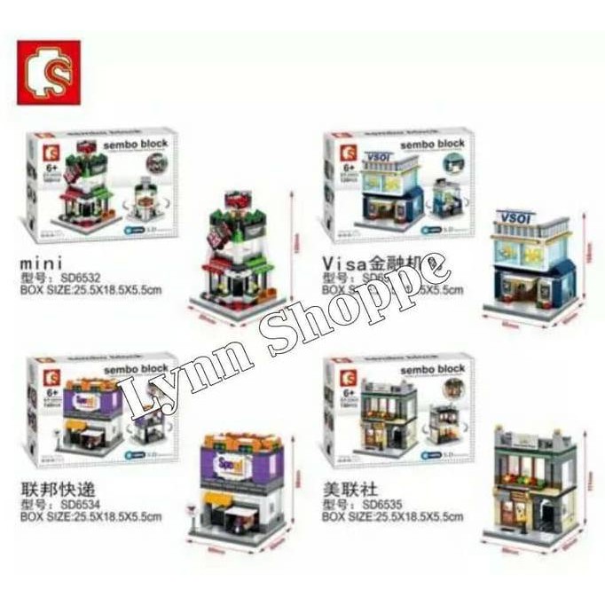 Sembo SD 6532 - 6535 - sembo block mini city with LED light box brick