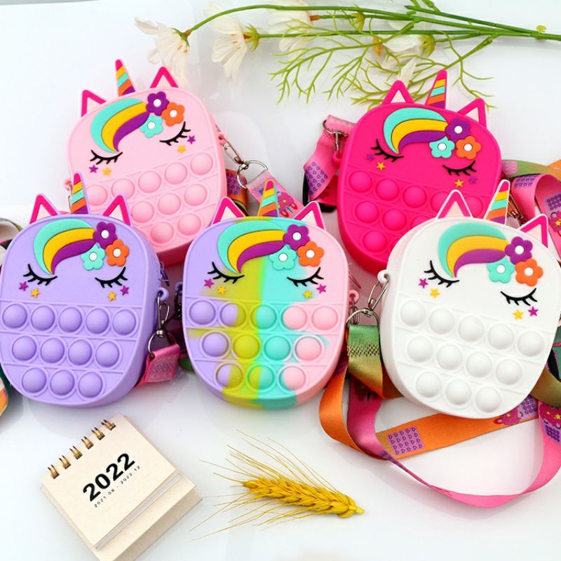 Tas Selempang Anak Pop It Jelly Rubber Little Pony Unicorn Kuda Poni