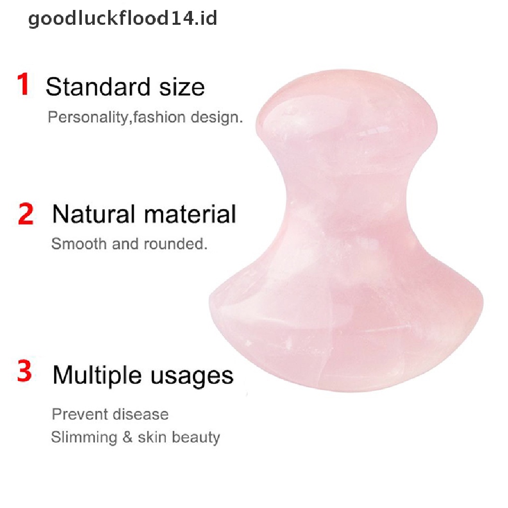 [OOID] Face Massager Guasha Tool Natural Rose Quartz Mushroom Facial Foot Acupuncture ID