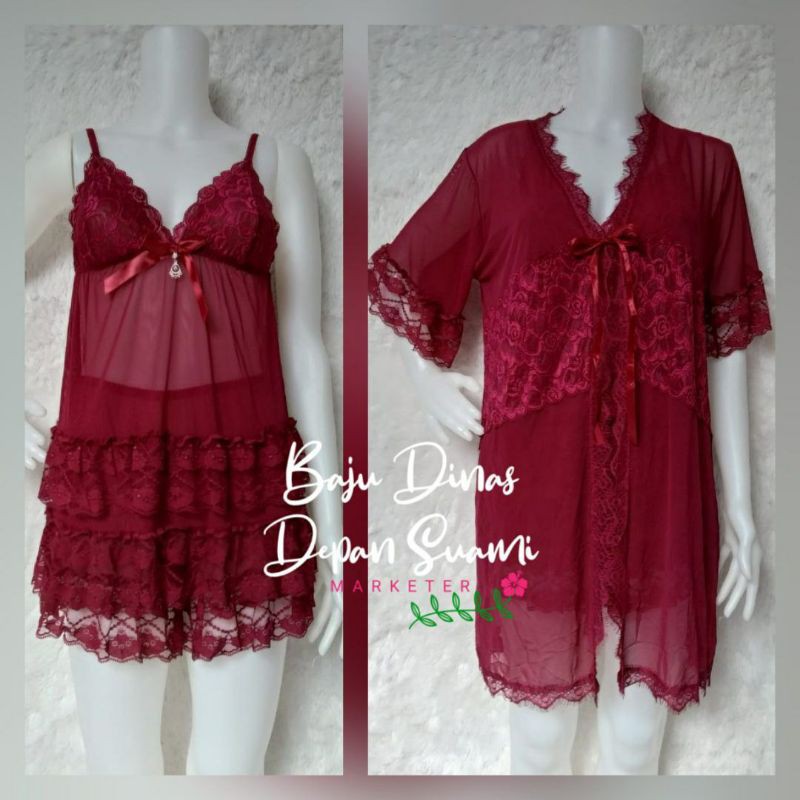 lingerie 3in1 ayca 01 BDDS/ kimono dan hot pants dan Daleman cantik