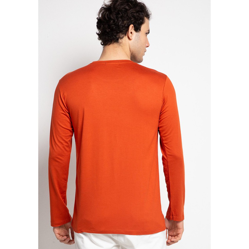 Jual ORANGE BATA LENGAN PANJANG LONG SLEEVE KAOS POLOS KATUN COMBED 30s