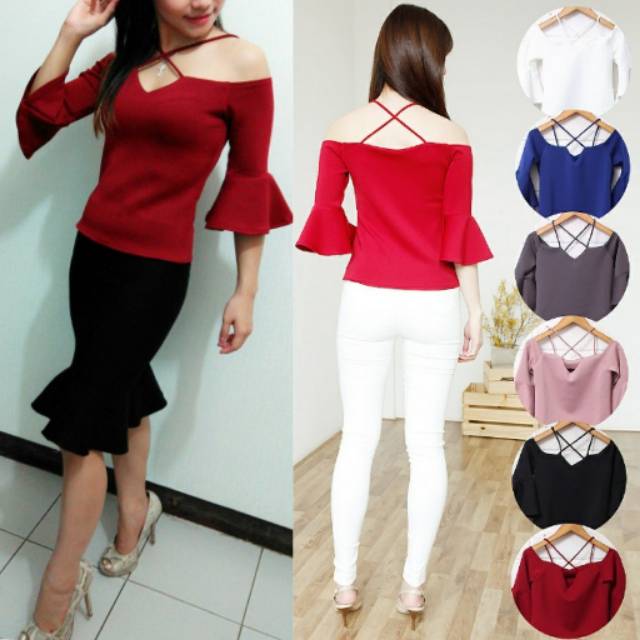 Sabrina Real Pic Terlaris Zara Atasan Blus Keren Murah Import wanita Baju