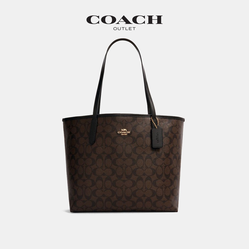 Coach Reversible Tote Signature Mahogany  (2in1) Coach Tote bag