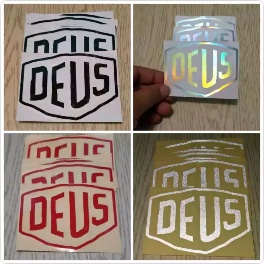 STIKER CUTTING DEUS MOTOR HELM MOBIL LOGO TERBARU KEREN MURAH KEKINIAN KUAT TAHAN AIR