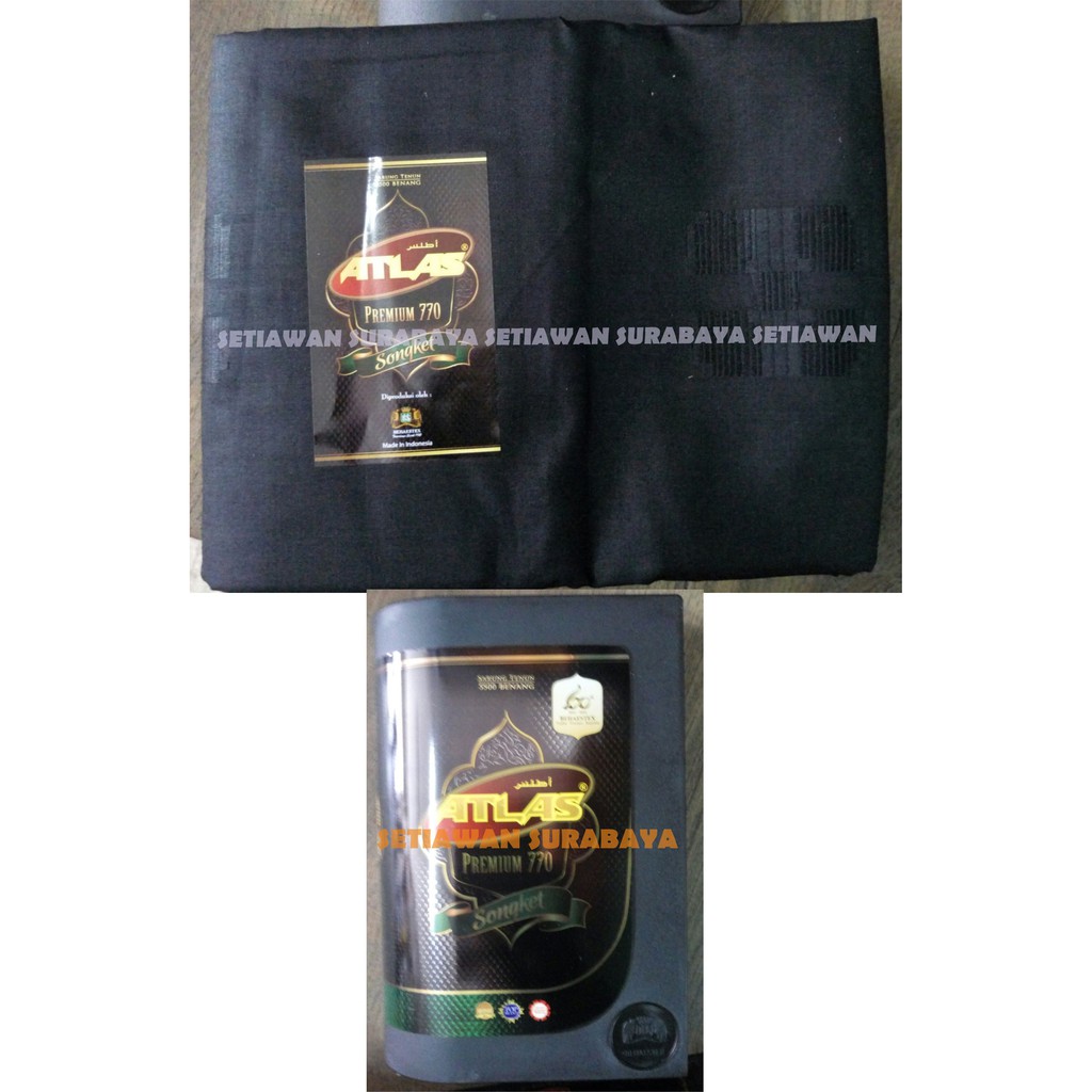 Sarung Atlas Premium 770 Songket Hitam Polos Eceran