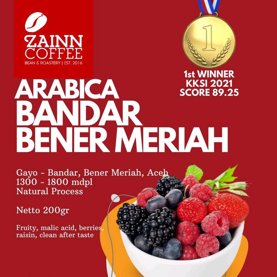 

Arabica Gayo Bandar Bener Meriah 200 gr roast by Zainn Coffee