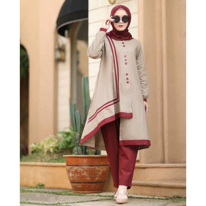 DENIS SET ATASAN DAN CELANA BAHAN MOSCREPE