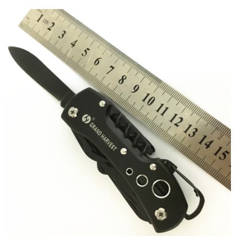 [ALAT SERBAGUNA ] - KNIFEZER Grand Harvest Pocket Knife EDC Multifungsi Titanium - MKE16 - Black