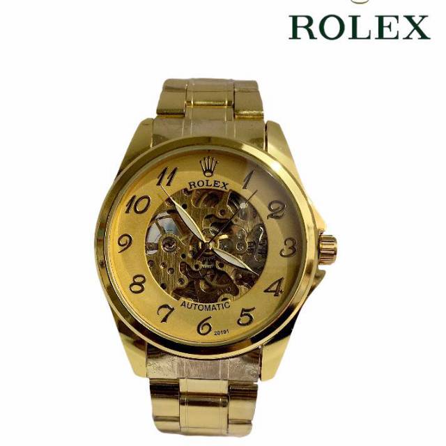 JAM TANGAN PRIA WANITA AUTOMATIC MEKANIK ROLEX STAINLESS STELL ANTI AIR