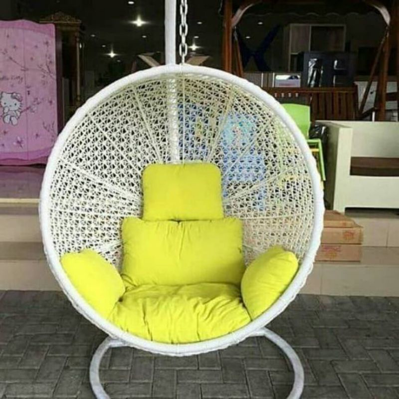 Ayunan Gantung Bulat Rotan Sintetis Termurah Terlaris Kursi Ayunan Teras Rotan Taman Minimalis
