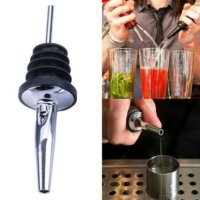 Wine Pourer Stainless Steel Rubber - liquor spirit pourer 2368