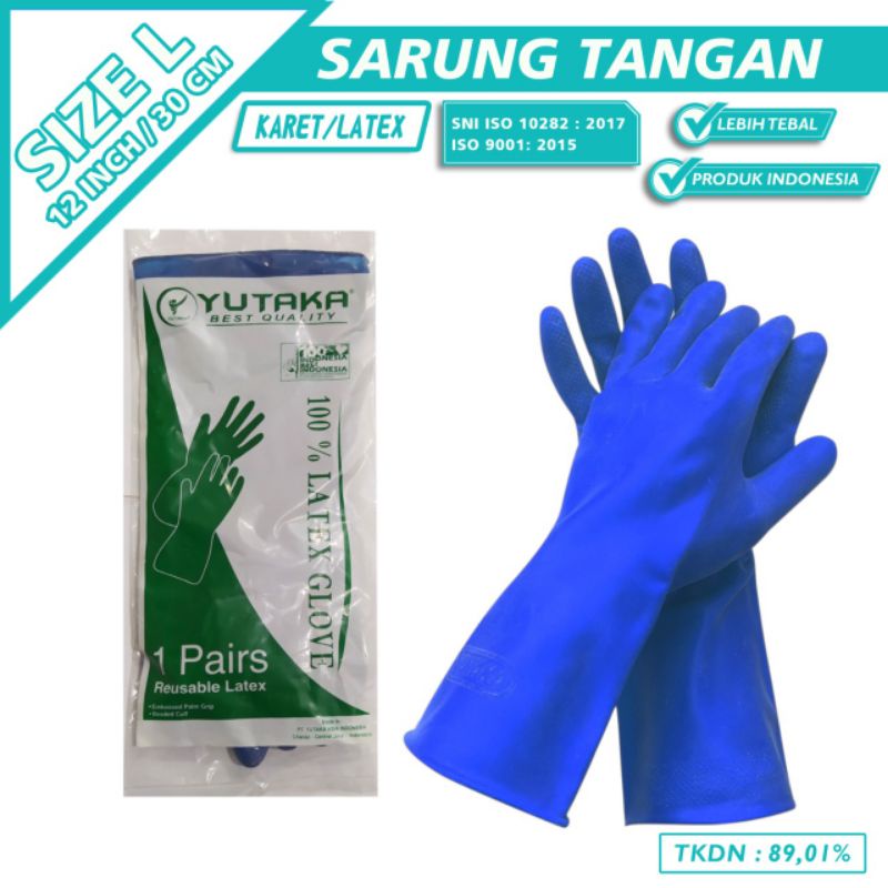 TERLARIS SARUNG TANGAN KARET  TERMURAH SARUNG TANGAN CUCI PIRING 12 INCH WARNA BIRU