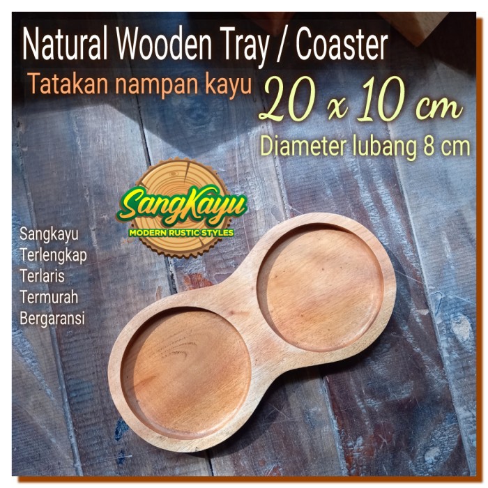 Nampan + tatakan nampan kayu 10x20 tatakan kayu wooden tray Coaster 10