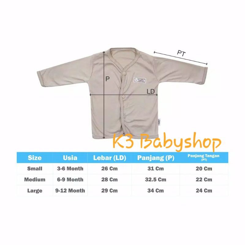 Baju Panjang Bis Fluffy khaki coklat putih white kemeja bayi anak piyama bayi anak SNI