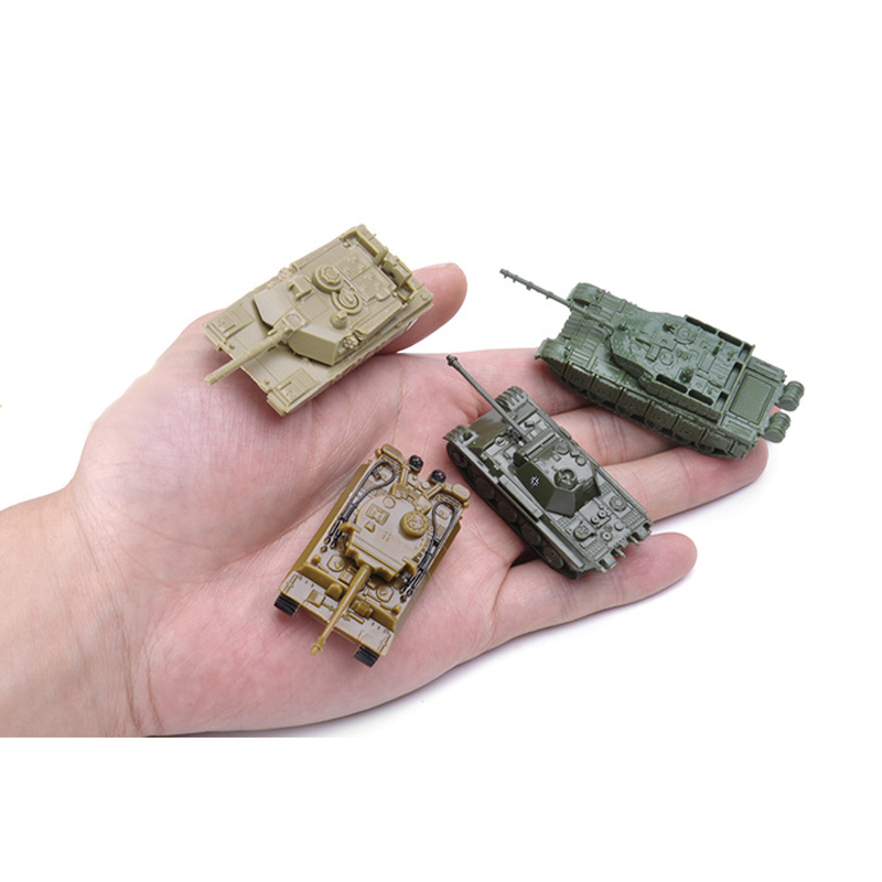 4Pcs Mainan Model Tank Tempur Tiger Panther Jerman Mini 4D Dengan Bola Baja 1 / 144