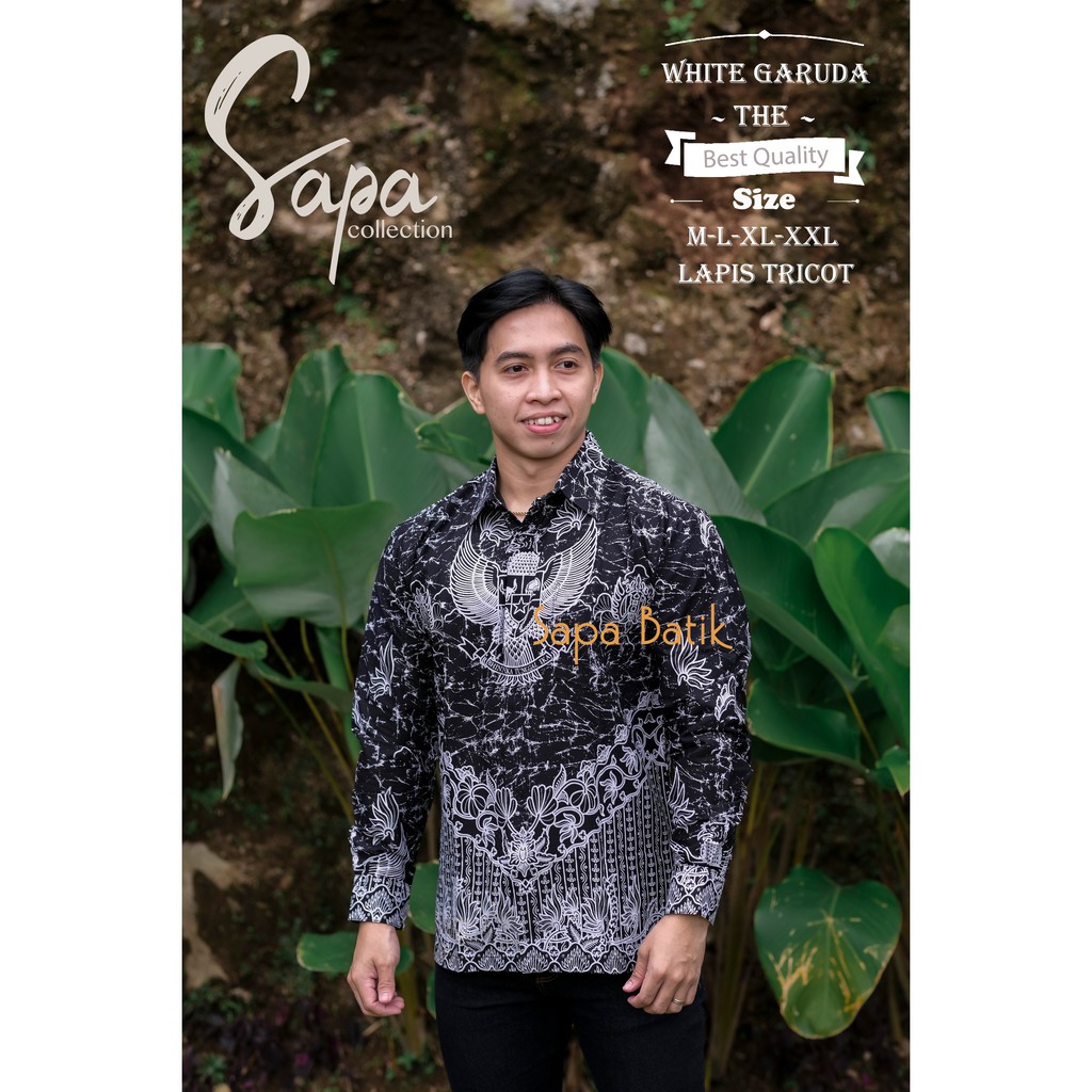 WHITE GARUDA Kemeja Batik Pria Lengan Panjang | Hem Batik Pria FULL FURING Batik SAPA