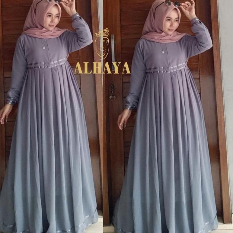 Gamis Putih Hitam/Alhaya/Gamis Terpopuler/Gamis Putih Remaja/Fashion Wanita/Gamis Polos/Polosan/Dres