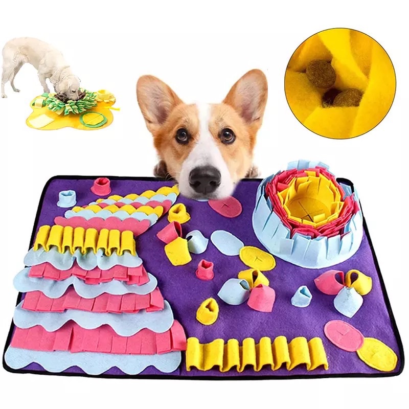 Pet puzzle toy food mainan anjing kucing IQ slow feeding mat snuffle nosework training activity