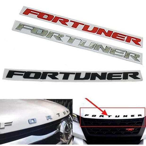 Emblem Huruf Kap Mesin Depan Mobil Toyota FORTUNER Engine Hood Logo