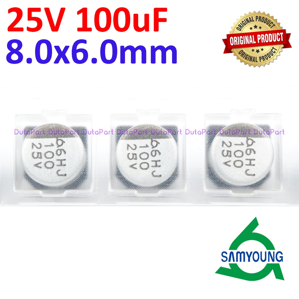 25V 100uF 8x6 mm SMD Aluminium Elco Capacitor Kapasitor Capasitor