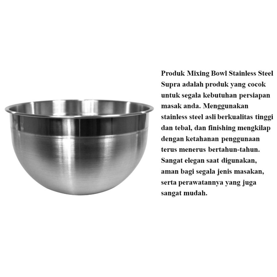 Mixing Bowl Bakom Stainless 25Cm Mangkok Mixer