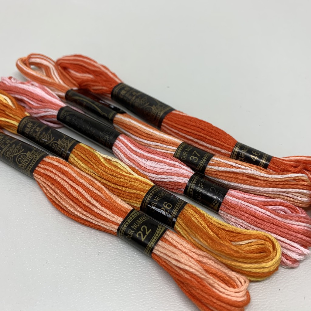 Benang Sulam Rose Gradasi - Sembur - Kombinasi - 2 Warna - Two Tone Orange