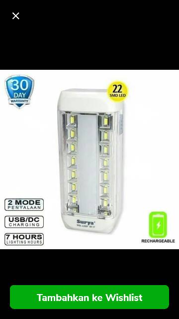 SURYA Emergency Lamp SQL L-2207 Rechargeable (Tahan 7 Jam)