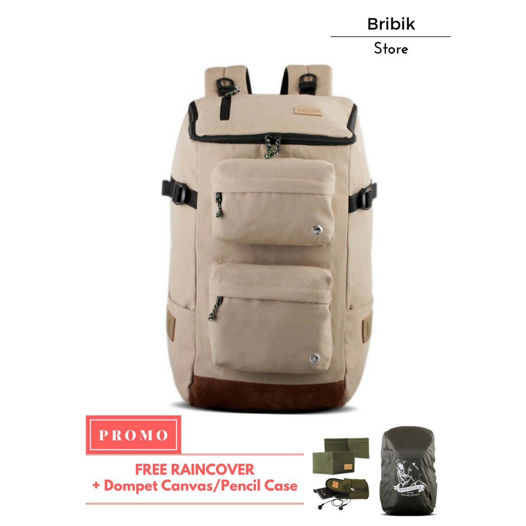 Tas Ransel Travel Semi Carrier Pria Wanita Rayleigh Grizzly Beige (FREE RAINCOVER)