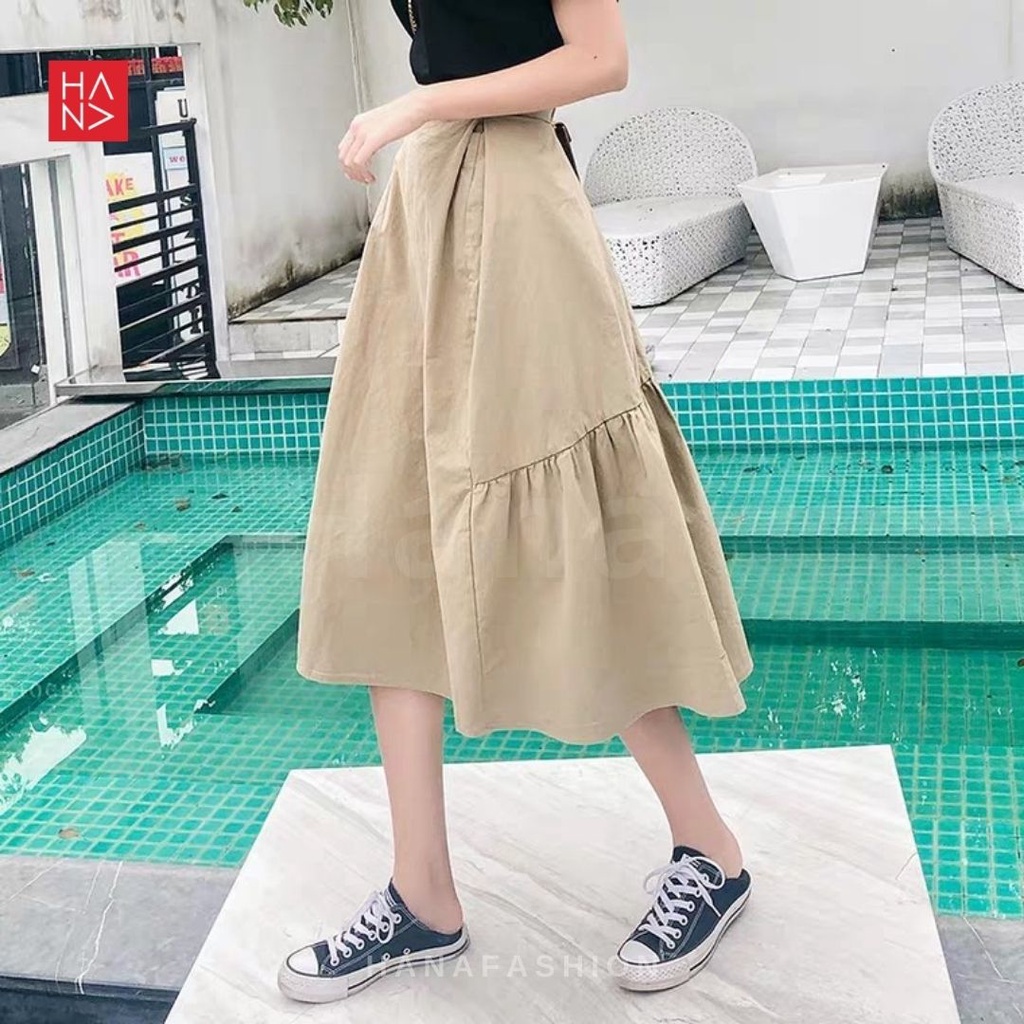 Casual Midi Skirt Murah Rok Wanita Kerja Beige - SK035