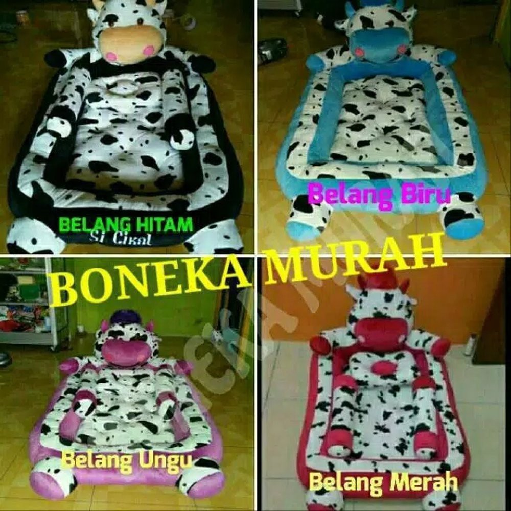 KASUR BAYI KARAKTER SAPI BELANG MOTIF SET TEMPAT TIDUR ANAK MATRAS MURAH BONEKA SOFA MODEL TERBARU