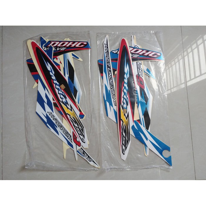 Stiker Bodi & Lis Body & Striping Satria Fu 2012 Putih Biru Gratis Ongkir