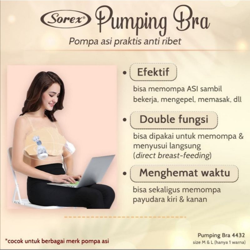 Bh menyusui untuk pompa asi Sorex 4432 hands free pumping bra
