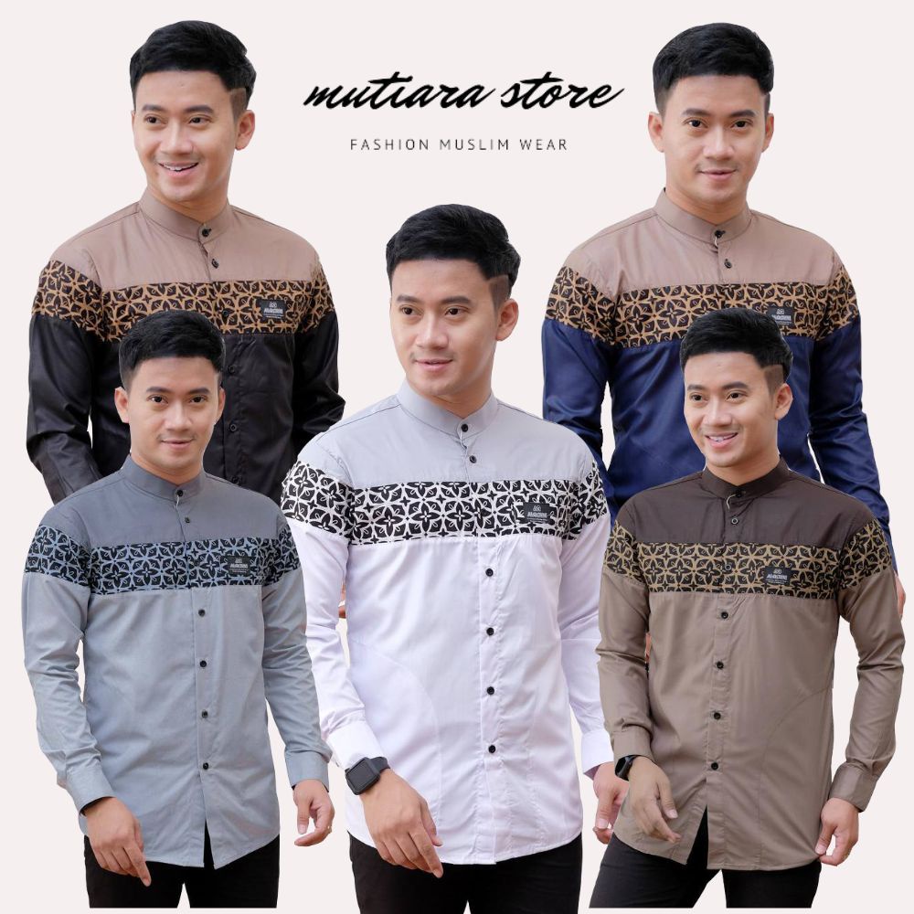 Baju Koko Pria Lengan Panjang Motif Yudistira Original Al Qorni |Baju Koko Motif Kombinasi Batik