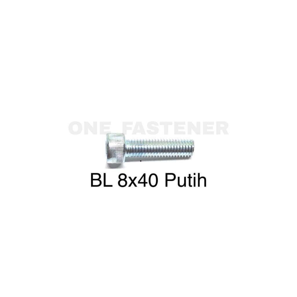 Baut L M8x40 Putih L6 8mm 4cm 8x40 hex socket Heads cap screw 12