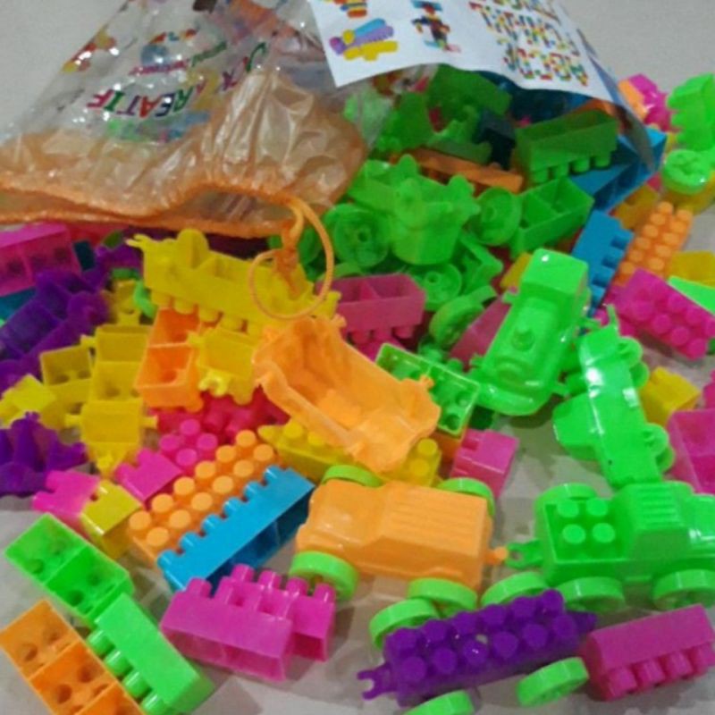 Mainan Lego balok besar ada mobil kereta isi 208pc