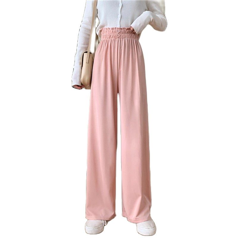 Button Pants Wanita / DOBBY PANTS 2 KANCING CELANA KULOT WANITA / Celana Panjang Wanita Korean Style Loose High Waist