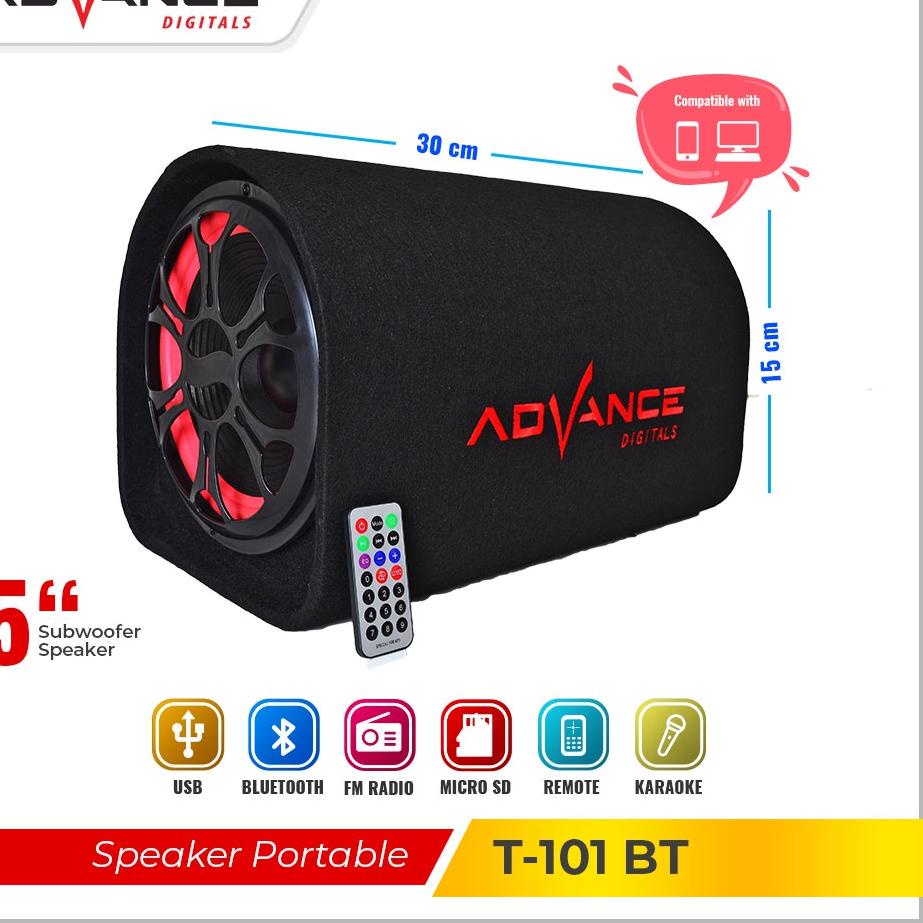 Hadir Terupdate Speaker Portable Advance T-101 Bluetooth Subwoofer Speaker 5 Inch Original Garansi Resmi
