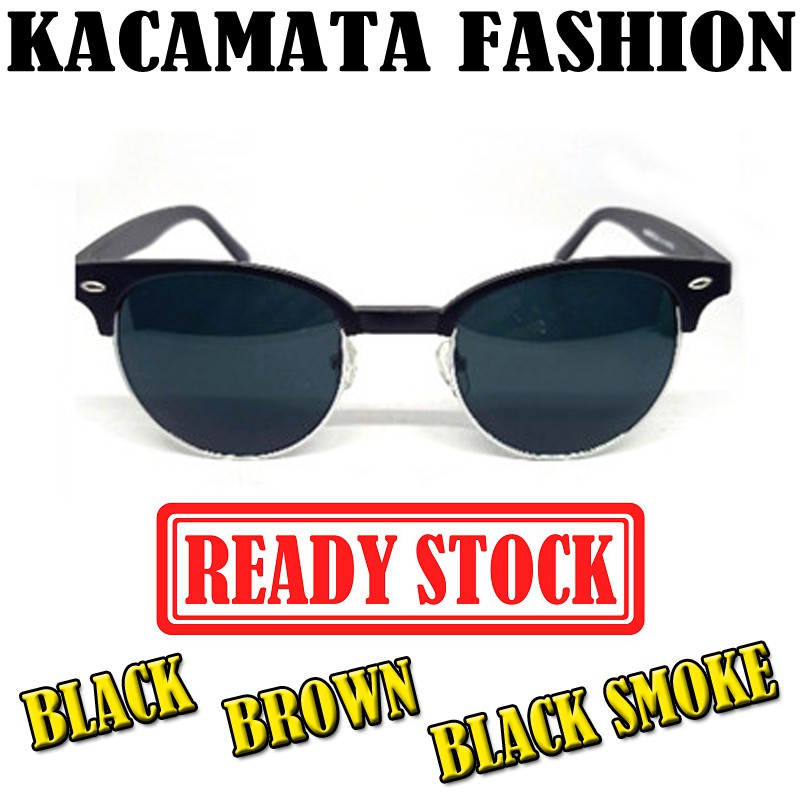 Kacamata Hitam Bulat Oval Korea Fashion Pria Wanita Round Frame Kaca mata Style Korean Fashion Murah