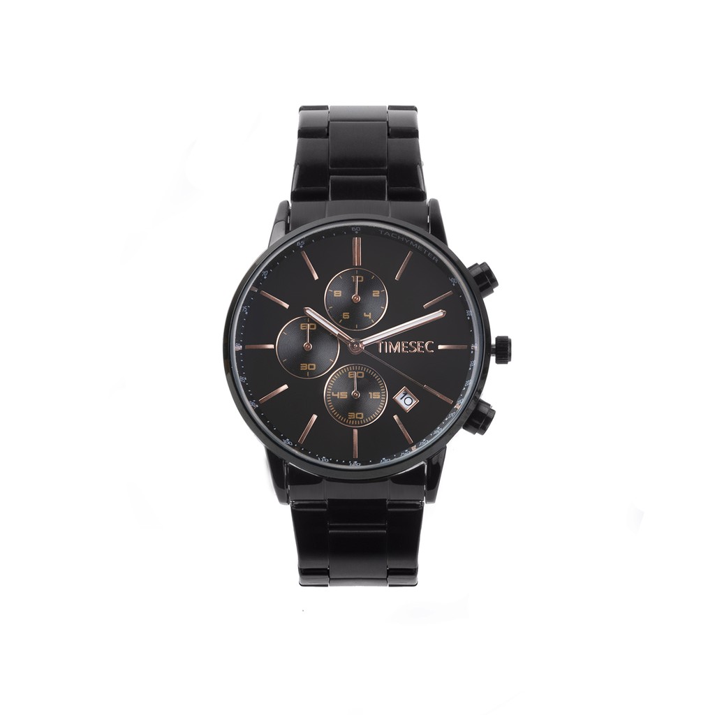 Timesec Squalo Chronograph Men Watch Analog Stainless Black Bonus Premium Box