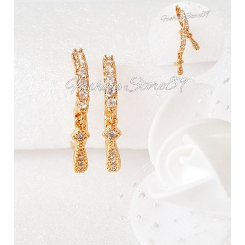 import Anting Xuping All Varian Impor bestseller Love Bunga Bingang Full Permata Perhiasan lapis emas 18k Anting Jurai jepit Impor Dewasa