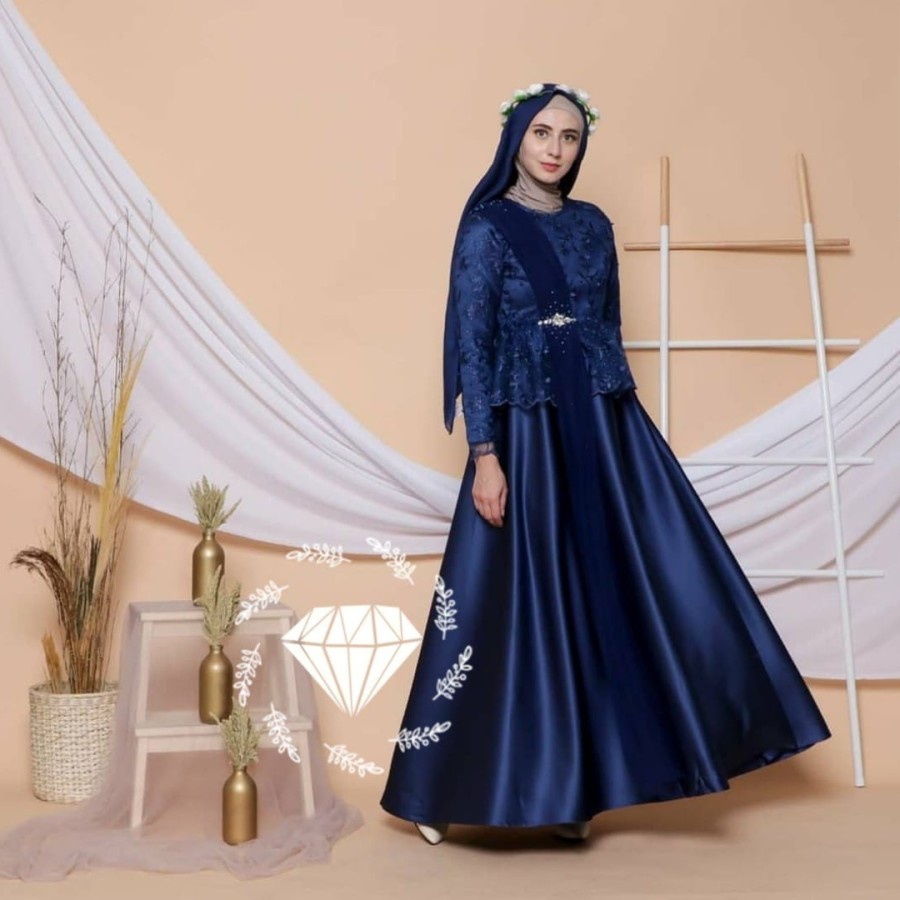 Maxi Pesta Emelga / Baju Gamis Syari Maxi Dress Pesta Kondangan Wanita Muslimah Dewasa Remaja Modern