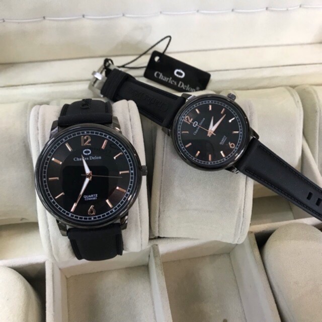 JAM TANGAN COUPLE CHARLES DELON KARET ORIGINAL WATER