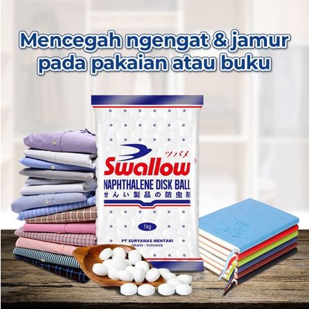 ORIGINAL Kamper Putih Swallow Naphthalene Disk Ball 150gr / Kamper Putih Swallow / HELLOMARTID