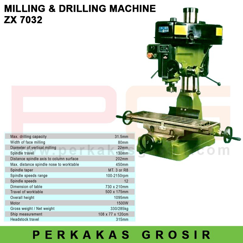 Milling And Drilling Machine ZX 7032 WESTLAKE Mesin Bor Duduk ZX7032