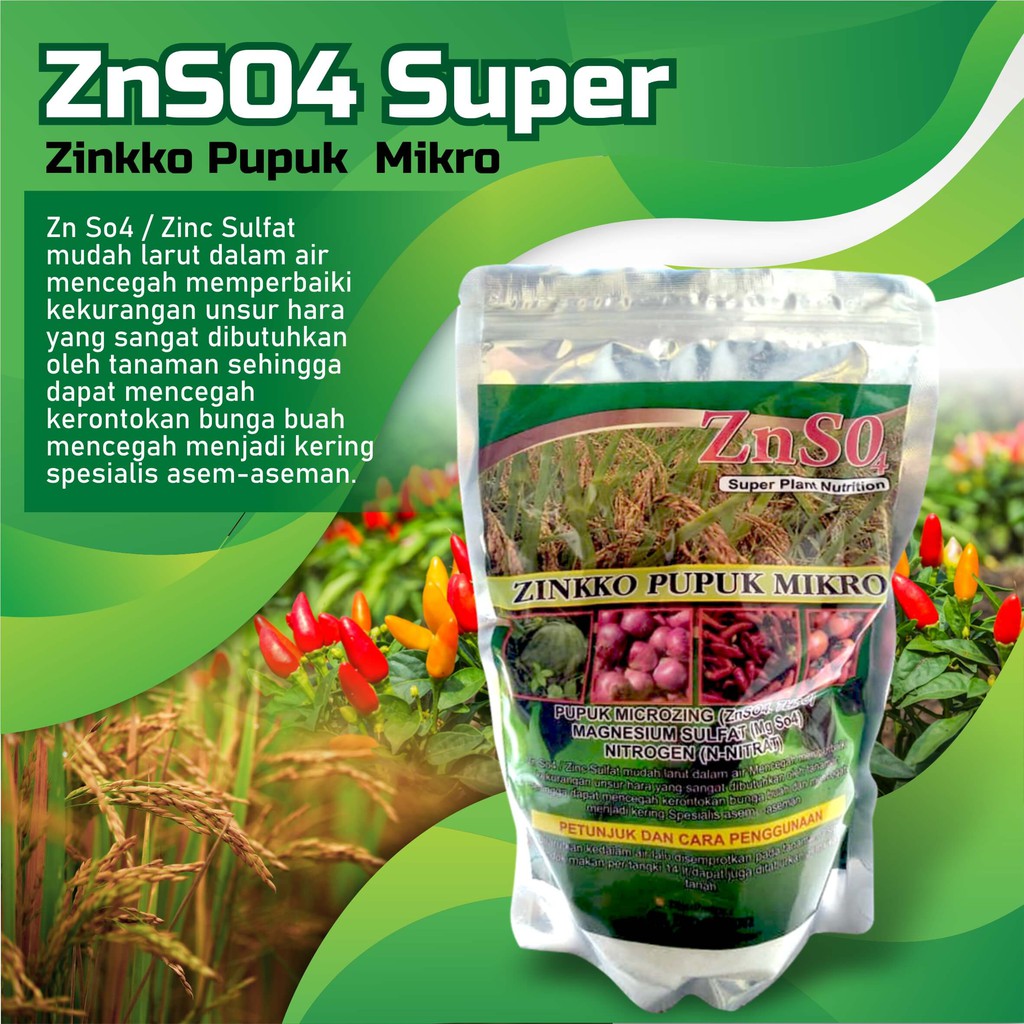 Pupuk Zinkko Mikro ZnSo4 1 Kg mencegah kerontokan bunga buah untuk buah cabe bawang merah