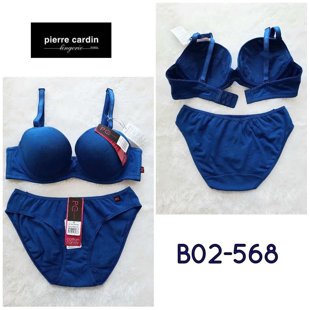 SALE PIERRE CARDIN SET BRA & PANTY WARNA BLUE ELEKTRIK BAHAN KATUN B02-568